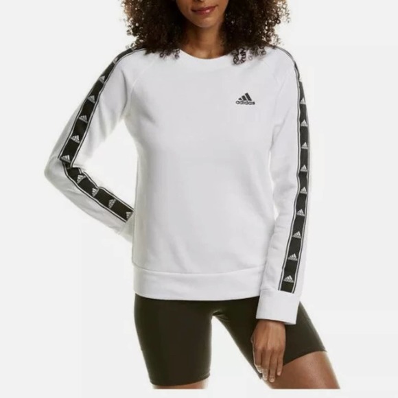 Adidas Women’s Tiro Crewneck Sweatshirt White Black Size Small